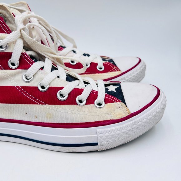 Vintage Converse size Woman 8.5 Chuck Taylor All Star High Top, American Flag - Picture 6 of 10